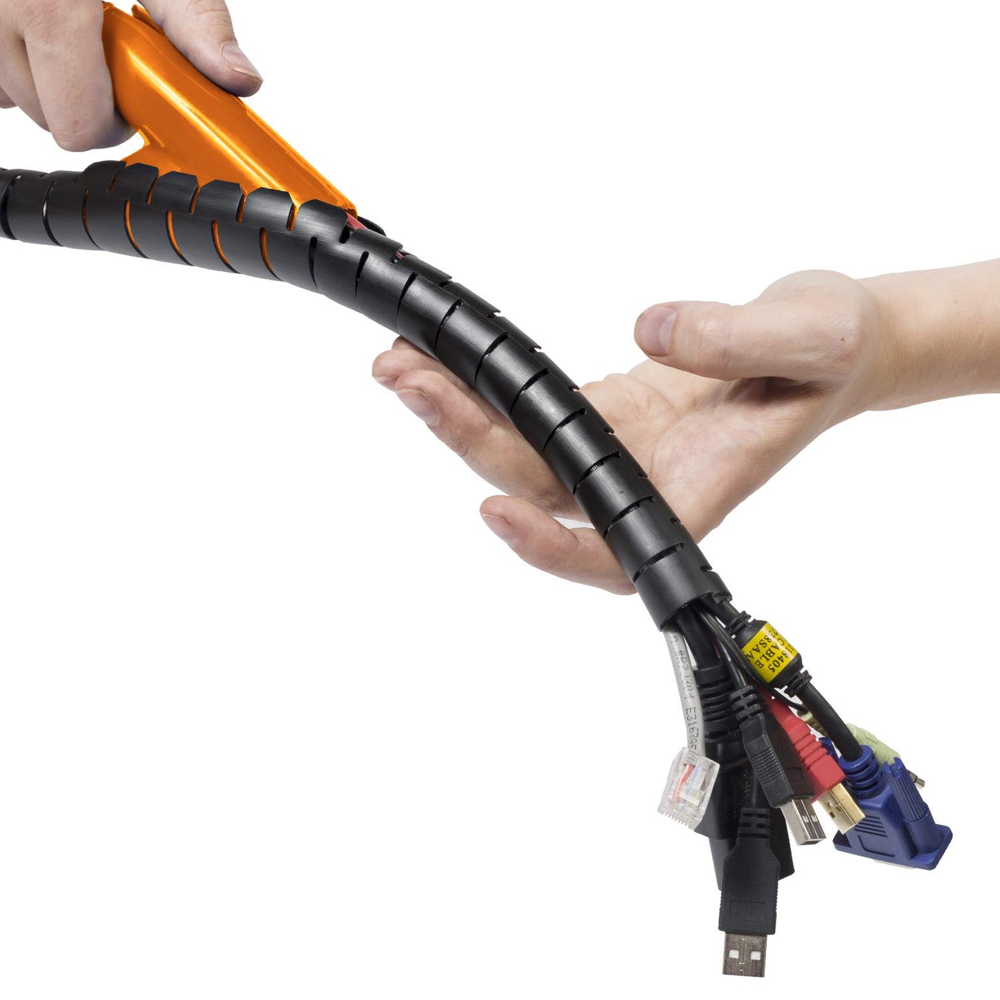D-Line Cable Zipper Cord Tube Organizer with Zip Tool, Cable Management Sleeve, Cover for Long Wire Runs, 1 Inch Diameter (8.2 FT, Black)