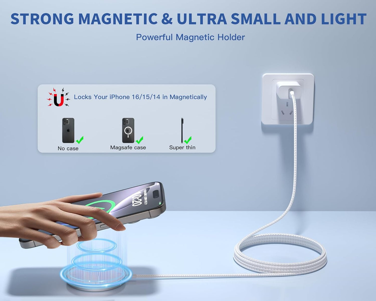 [Apple MFi Certified]25W Magnetic Wireless Charger for iPhone,6Foot Fast Apple MagSafe Charger Wireless Charging Pad with USB C Charger for iPhone