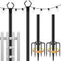 Mutovlin 2 Pack String Light Poles,10 Ft Light Poles for Outside String Lights,Outdoor Lights Pole with Fork,Metal Poles Stand for Patio Deck Backyard