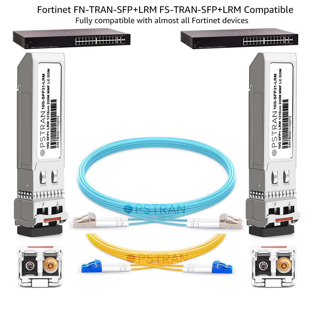 OPSTRAN 10GBASE-LRM SFP+ Optical Transceiver Module Compatible with Fortinet FS-TRAN-SFP+LRM FN-TRAN-SFP+LRM 10G SFP+ 1310nm 220m DDM Duplex LC MMF