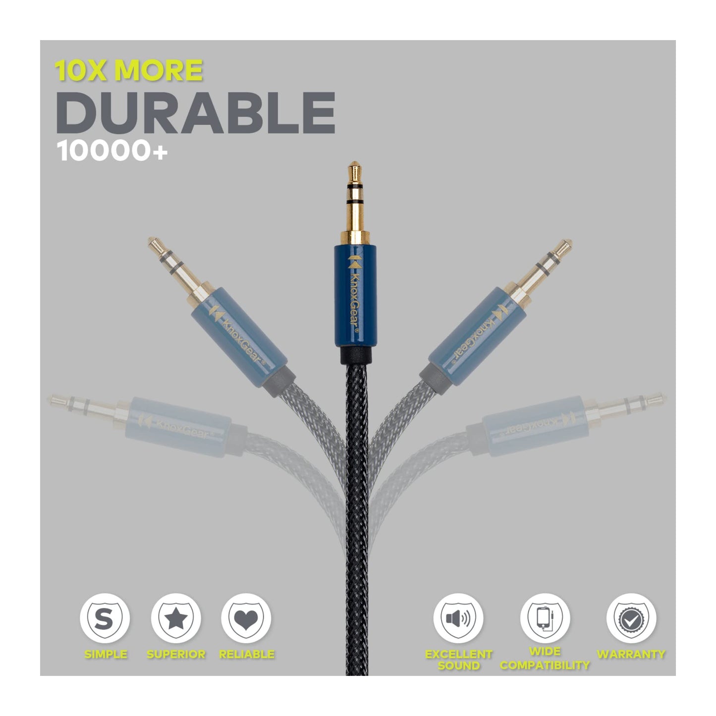 Knox Gear Nylon Braided 3.5mm Male-Female Audio Extension Adapter Cable (6-Feet)
