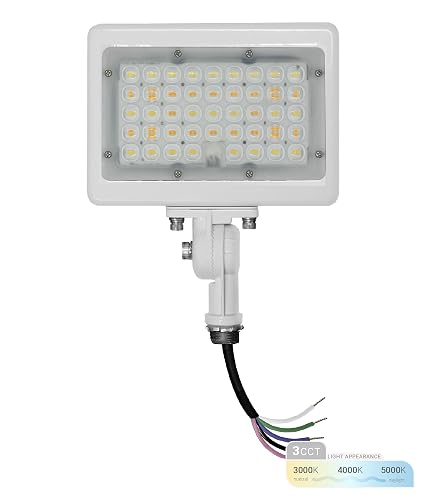 NUWATT 30W LED Flood Light, 3CCT 3000K/4000K/5000K Selectable, IP65 Waterproof Lighting, Adjustable Knuckle Mount, 4200LM, 0-10V Dimmable, 120-277V