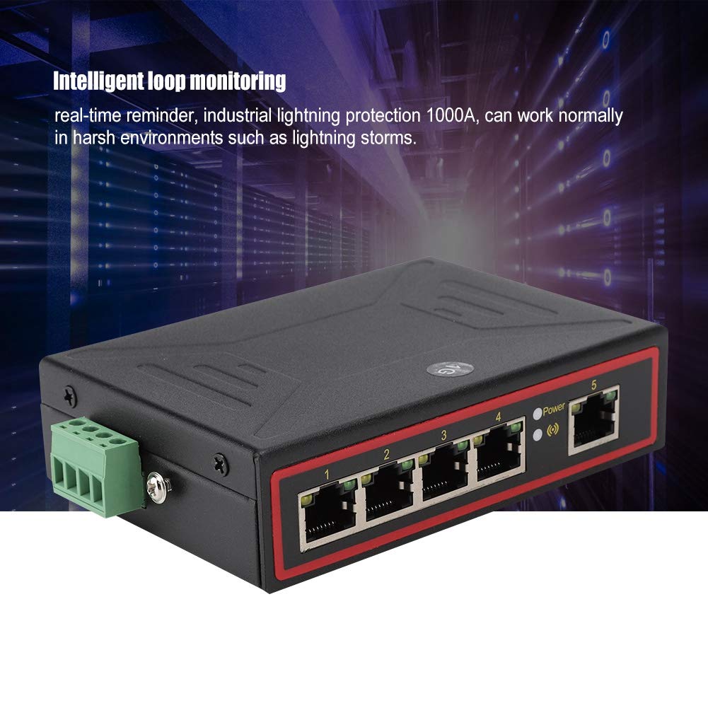 Industrial-Grade 5-Port Unmanaged Gigabit Ethernet Switch,DIN-Rail Mount,5 Port Gigabit Ethernet Industrial-Grade Network Switch 10/100/1000Mbps