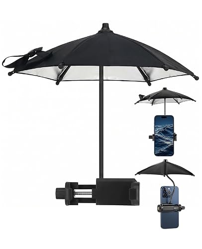 Geyynow Strong Phone Sunshade Umbrella for iPhone/Android with Sturdy Clip - 360 Adjustable Mini Tanning Shade Cover - UPF 50+ UV Protection