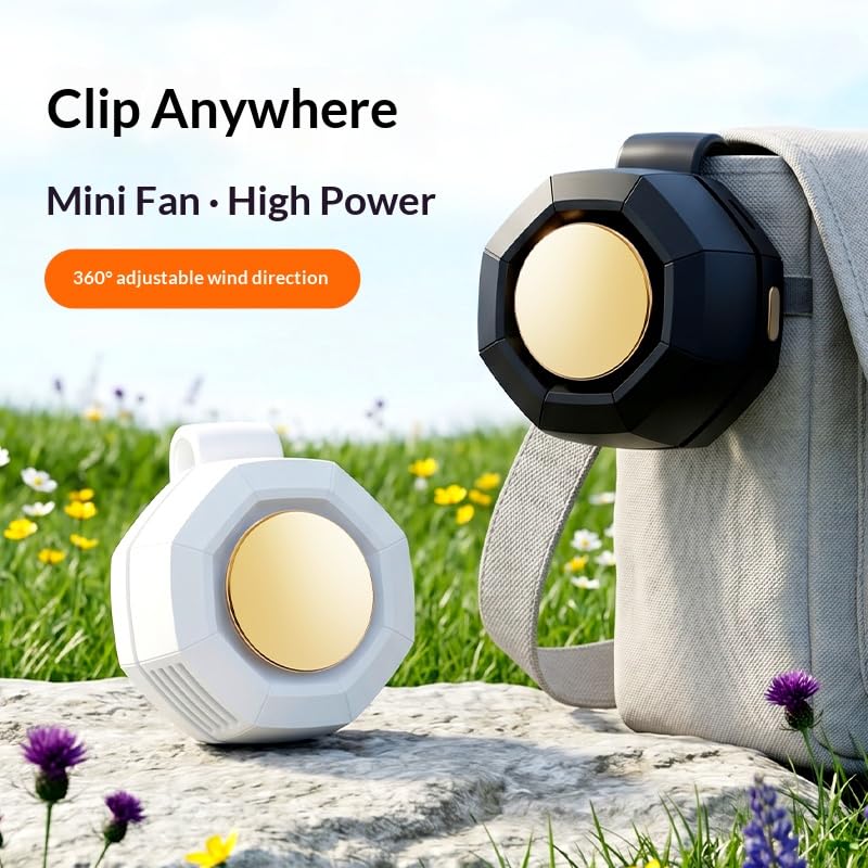 ICEDOG Portable Silent Mini Bladeless Fan Clip On - Small Clip Fan for Shirt & Waist, Adjustable 3-Speed Suspended Whirlwind Fan for Outdoor, Travel