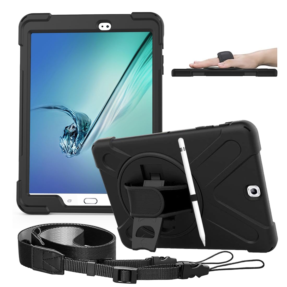 DreamerX for Samsung Galaxy Tab S2 9.7 Case, Heavy Duty Rugged Full-Body Drop Protection Multi-Angle Viewing Shockproof Silicone Cover with 360 Degree