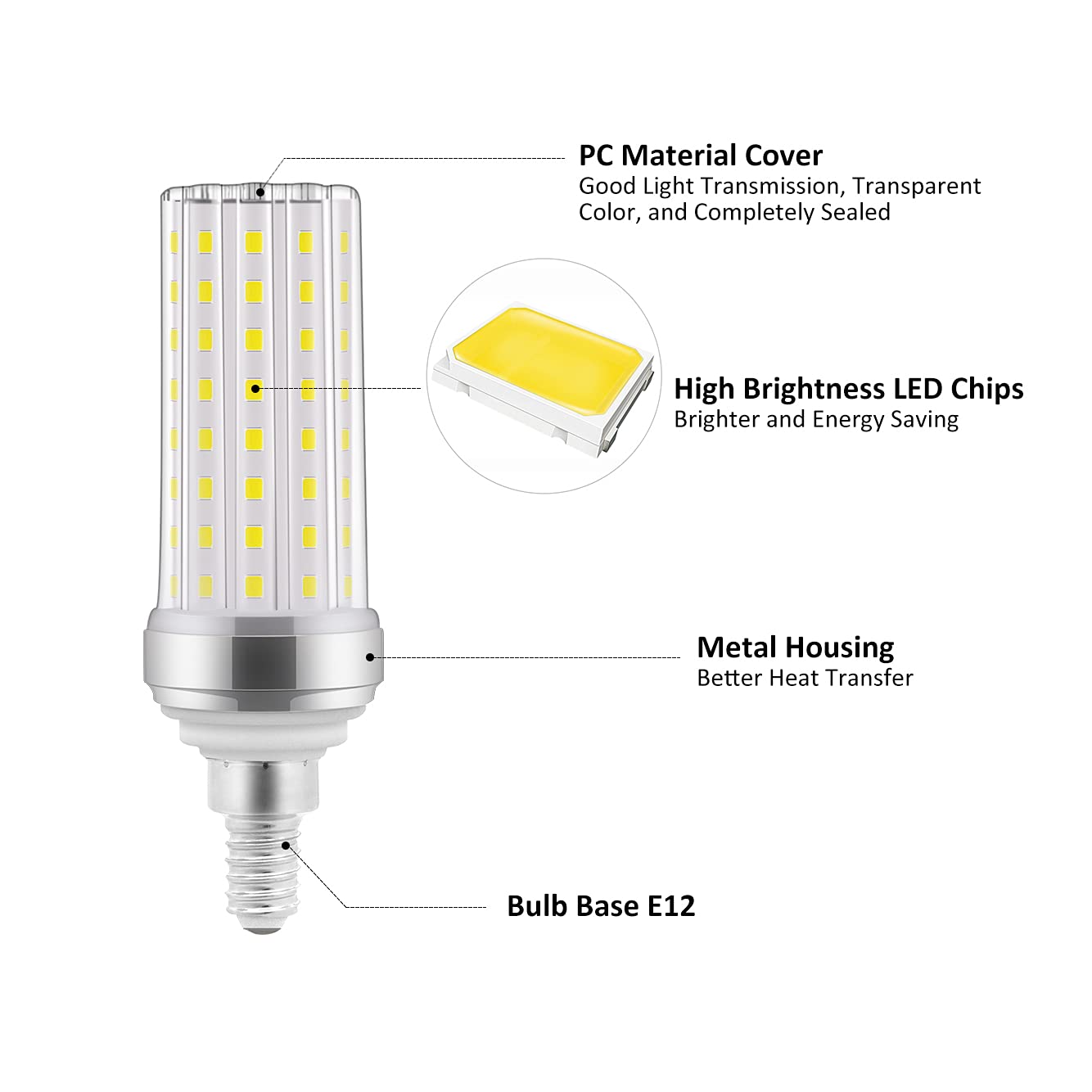 stvono 6 Pack E12 LED Bulb 20W, 150W Equivalent Candelabra Light Bulbs, 6000K Daylight, 2000LM, Non-Dimmable, Ceiling Fan Light Bulbs, Chandelier