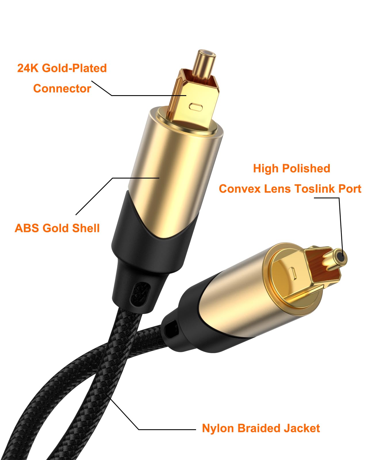 CableCreation 6FT Optical Audio Cable, Toslink Cable Male to Male Digital Optical Audio Cable with Gold Plated for Home Theater, Sound Bar, TV, Xbox