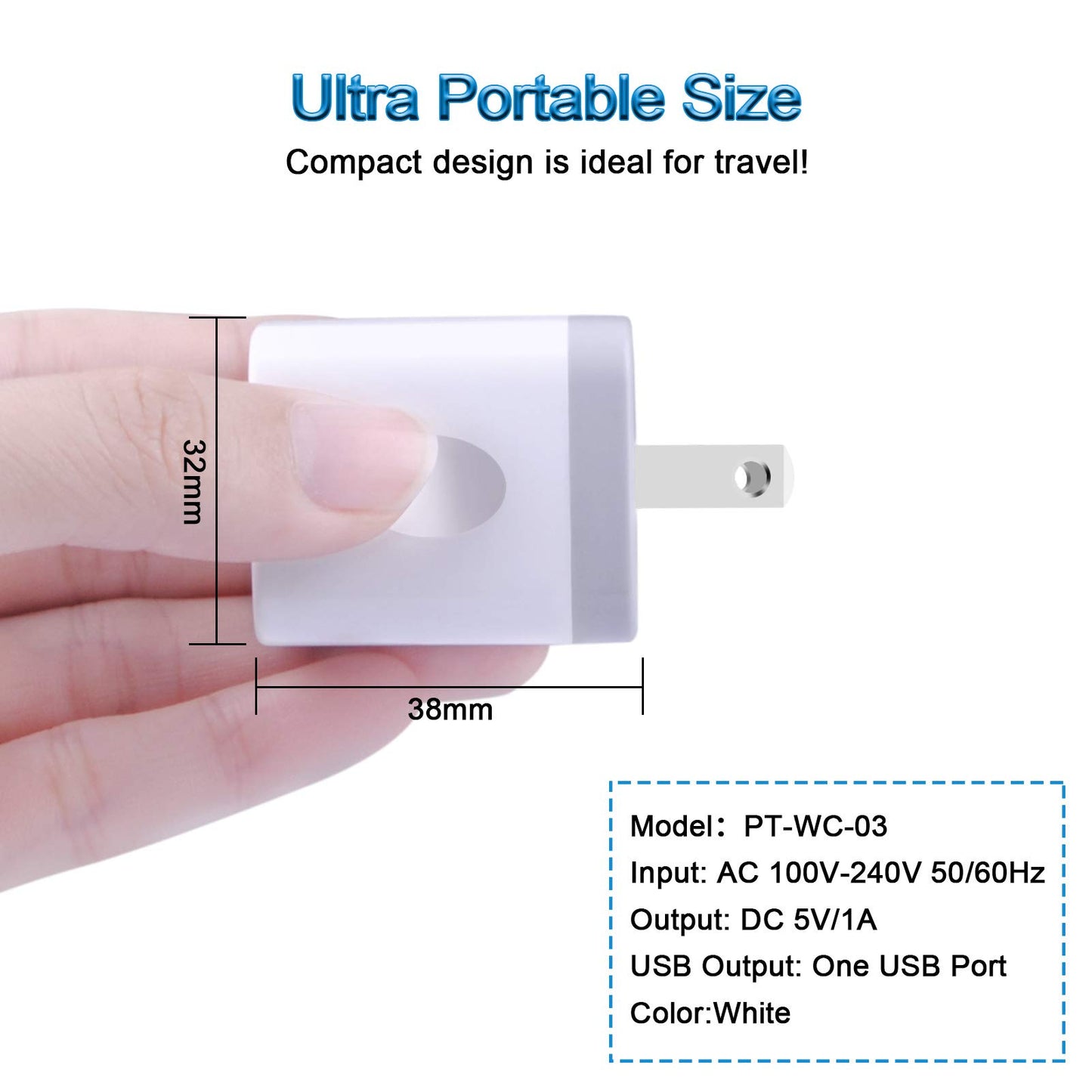 USB Plug Wall Adapter for iPhone,1A/5V Single Port Phone Wall Charger Block Charging Cube Box Brick 3 Pack for iPhone 17e/15 Pro