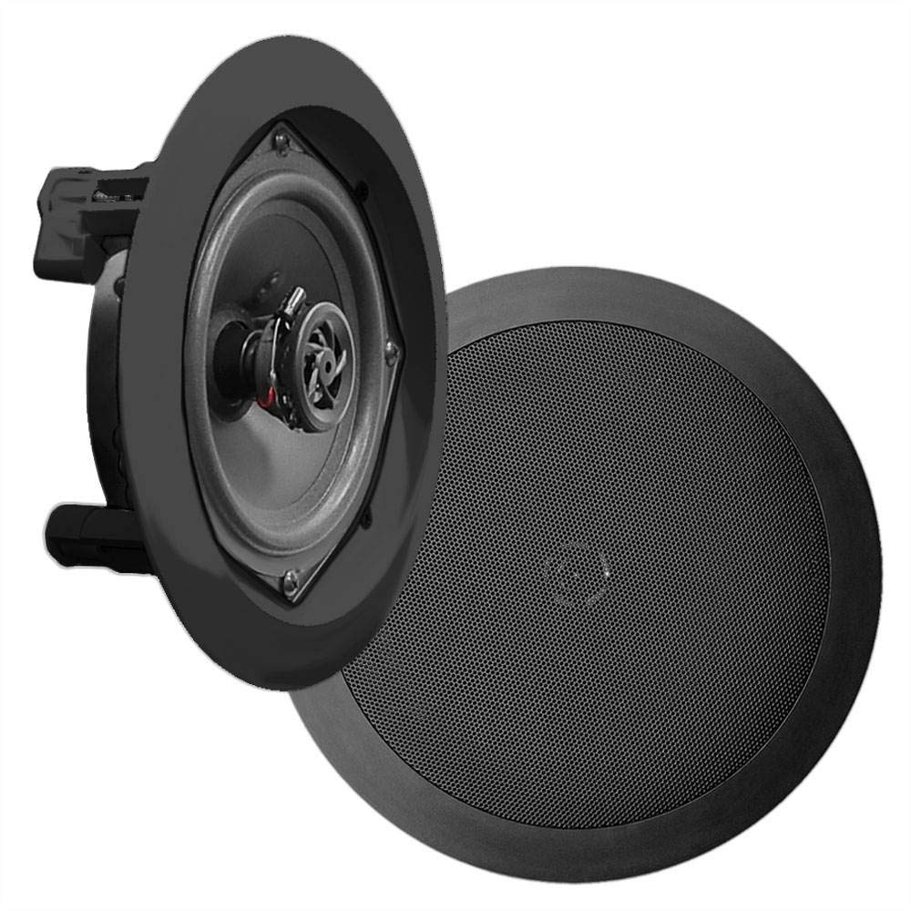 Pyle Ceiling Wall Mount Speakers - 5.25” Pair of 2-Way Midbass Woofer Speaker 1'' Polymer Dome Tweeter Flush Design w/ 80Hz - 20kHz Frequency Response
