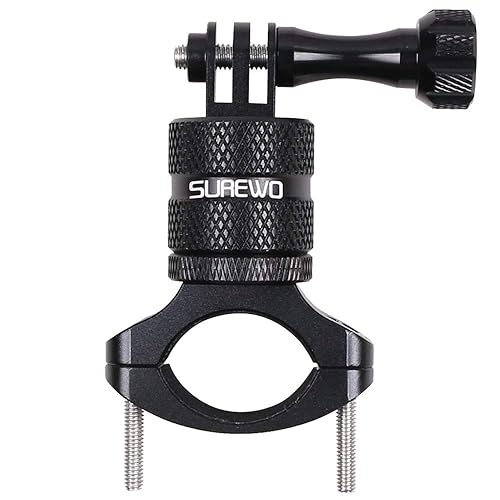 SUREWO Bike Mount for Action Cameras, Aluminum Handlebar Mount Compatible with GoPro Hero 13/12/11/10/9/8/7/6/5 Black, GoPro Max, DJI Osmo Action