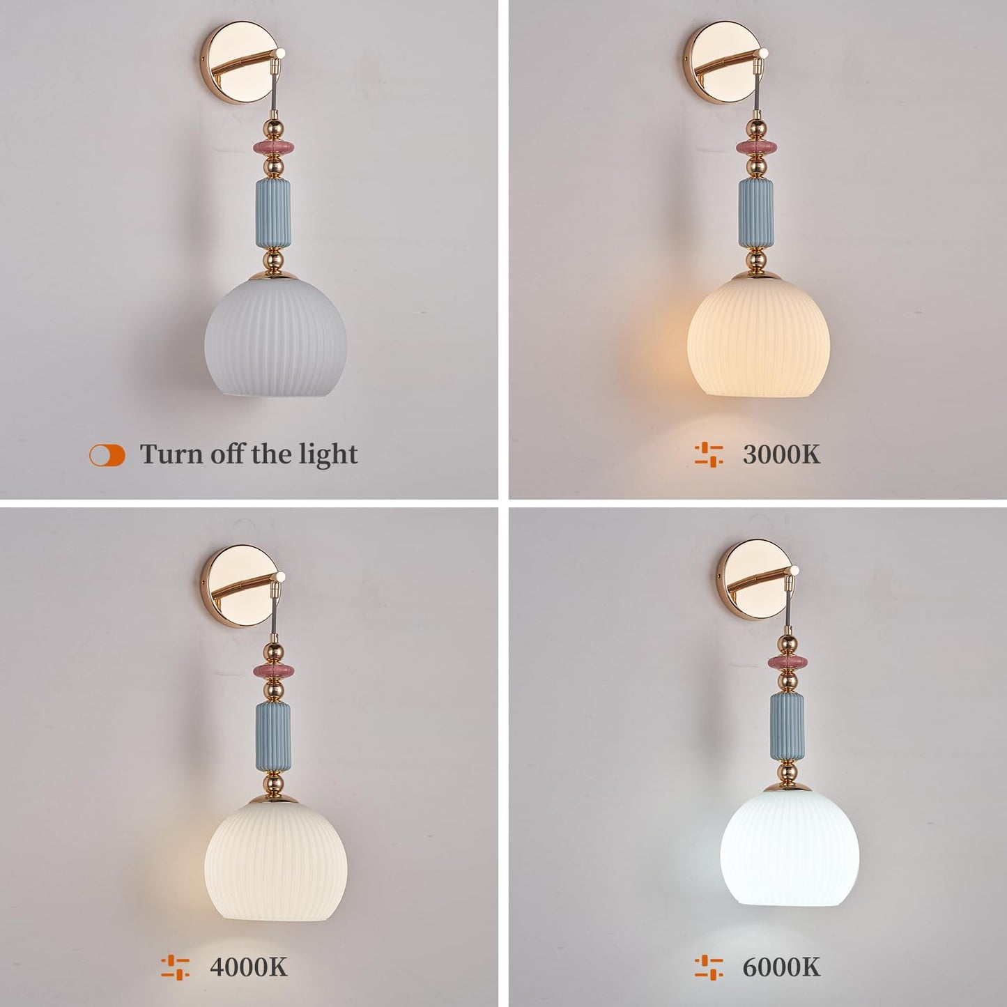 FALINNEAD Milk White Glass Modern Wall Scone Hanging Indoor Wall Light Fixtures Milky White Lamp for Bedroom Hallway Living Room