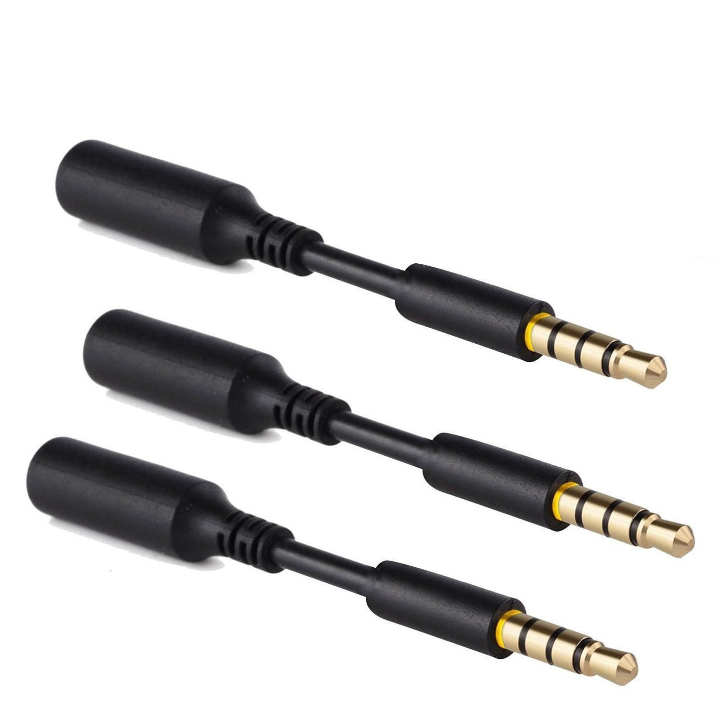 Accessonico 3 Pack Headset Audio Jack Extender, 3.5mm Headphone AUX Extension Adapter for Juice Pack, for Battery Charger Case, Power Case