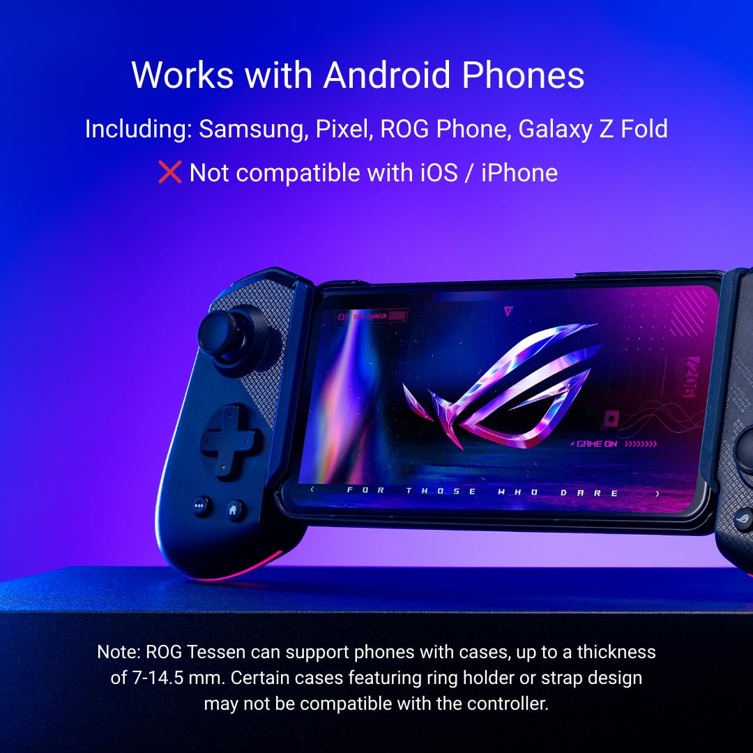 ASUS ROG Tessen Mobile Gaming Controller - Android Phones ONLY, Foldable, Compact, Wired USB-C, Programmable, Fast Charging, RGB - for Call of Duty