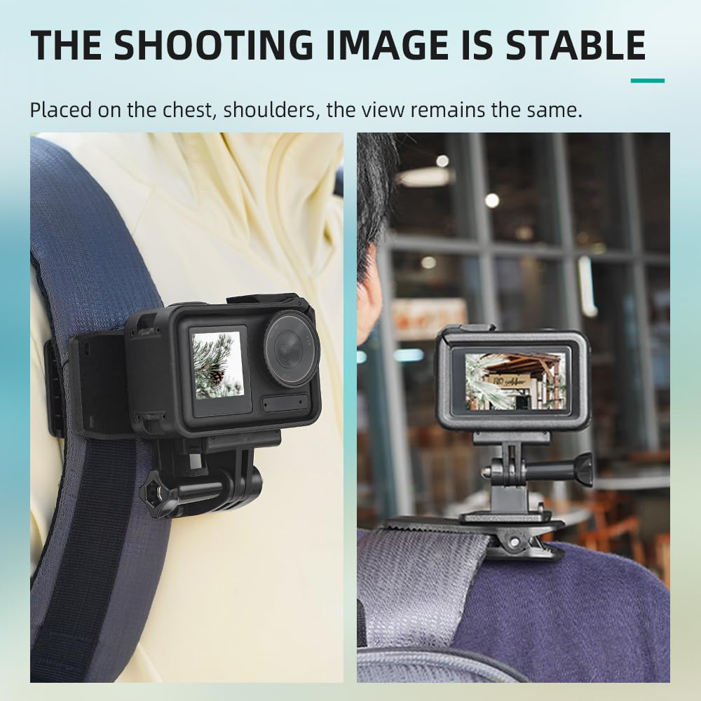 Coyktonty Swivel Backpack Clip Mount for DJI Osmo 360/Action 5 Pro/4 3 2/Pocket 3 2 1/Gopro Series/Insta360 X5/X4/X3/X2/Ace Pro/GO 3S/GO 3 360°