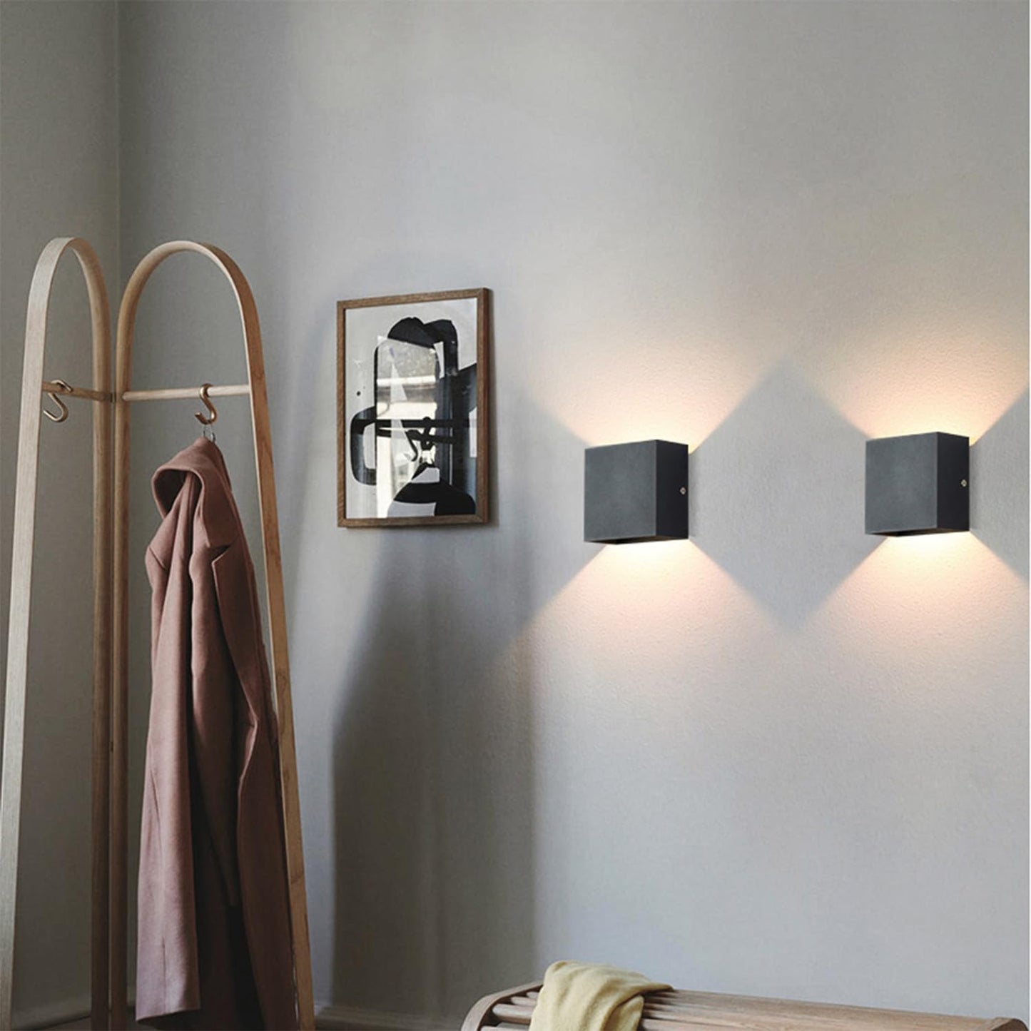 Daxng Modern Wall Sconce Dimmable 6W Hardwired, Up Down Wall Mount Lights Indoor Mini Metal LED Wall Lamp for Living Room Bedroom Hallway Decor, Warm