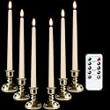DRomance LED Flameless Flickering Window Candles with 10-Key Remote and Timer, Battery Operated Ivory 11" Realistic 3D Wick Purple Flame Christmas