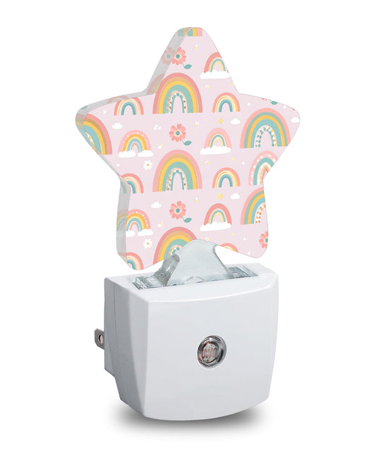 Cute Rainbow Star Night Light Plug in, Soft Glow Night Light for Kids Bedroom Nursery, Gentle Warm Light for Sleep, Compact Lamp for Hallway Bathroom