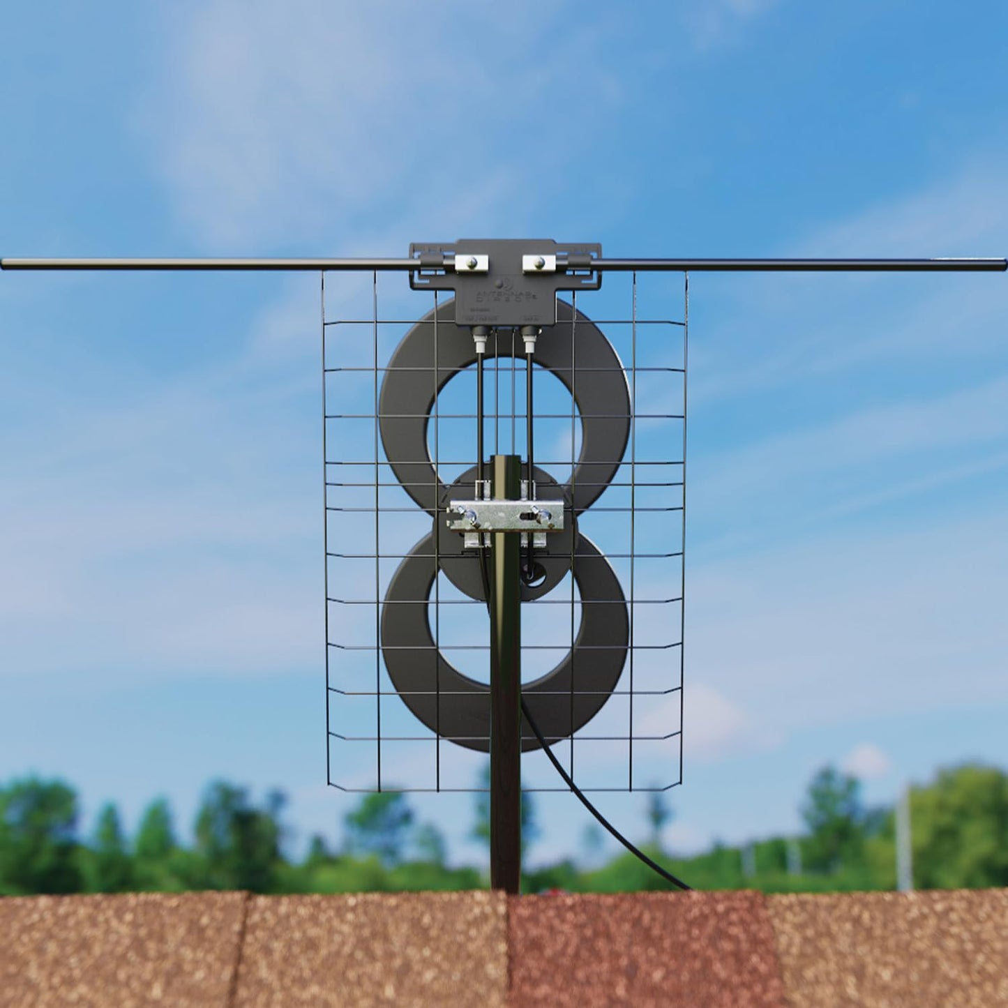 Antennas Direct ClearStream 2V Indoor Outdoor TV Antenna UHF VHF Multi-Directional, 60+ Mile Range, 4K 8K UHD, NEXTGEN TV - w/Reflector, 20-inch Mast