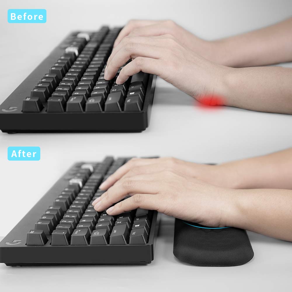 Vaydeer Keyboard Wrist Rest, Large Full Keyboard Support Pad, Memory Foam Hand Cushion for Desk, Ergonomic Computer Laptop Typing, Office Gaming Palm