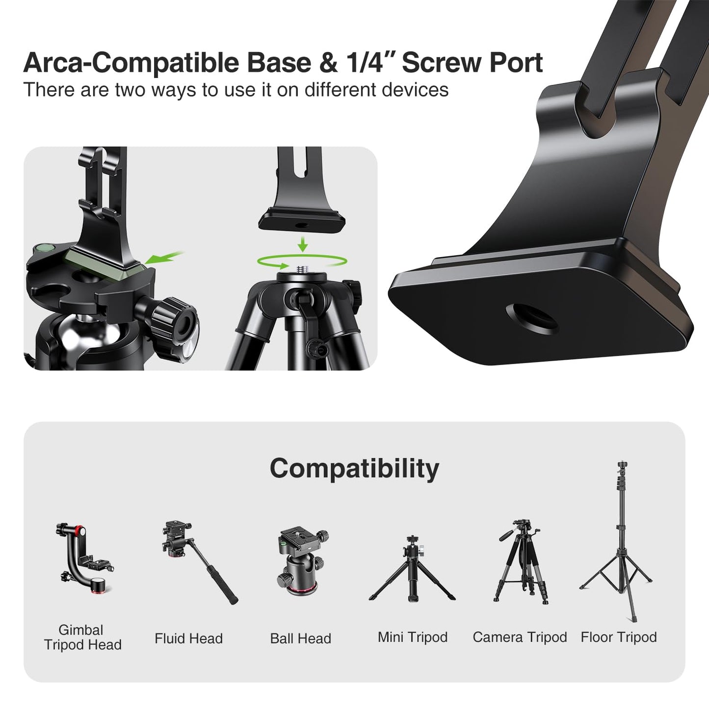 elitehood Aluminum Magsafe Tripod Phone Mount, Compact Phone Holder for Tripod with Arca Swiss Quick Release Plate & 1/4" Screw Adapter, Magnetic