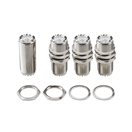 eifagur, 4pcs PL-259 Bulkhead Connector UHF Female to UHF Female Adapter SO-239 Nut Bulkhead Panel Mount CB Radio Adapter Connector