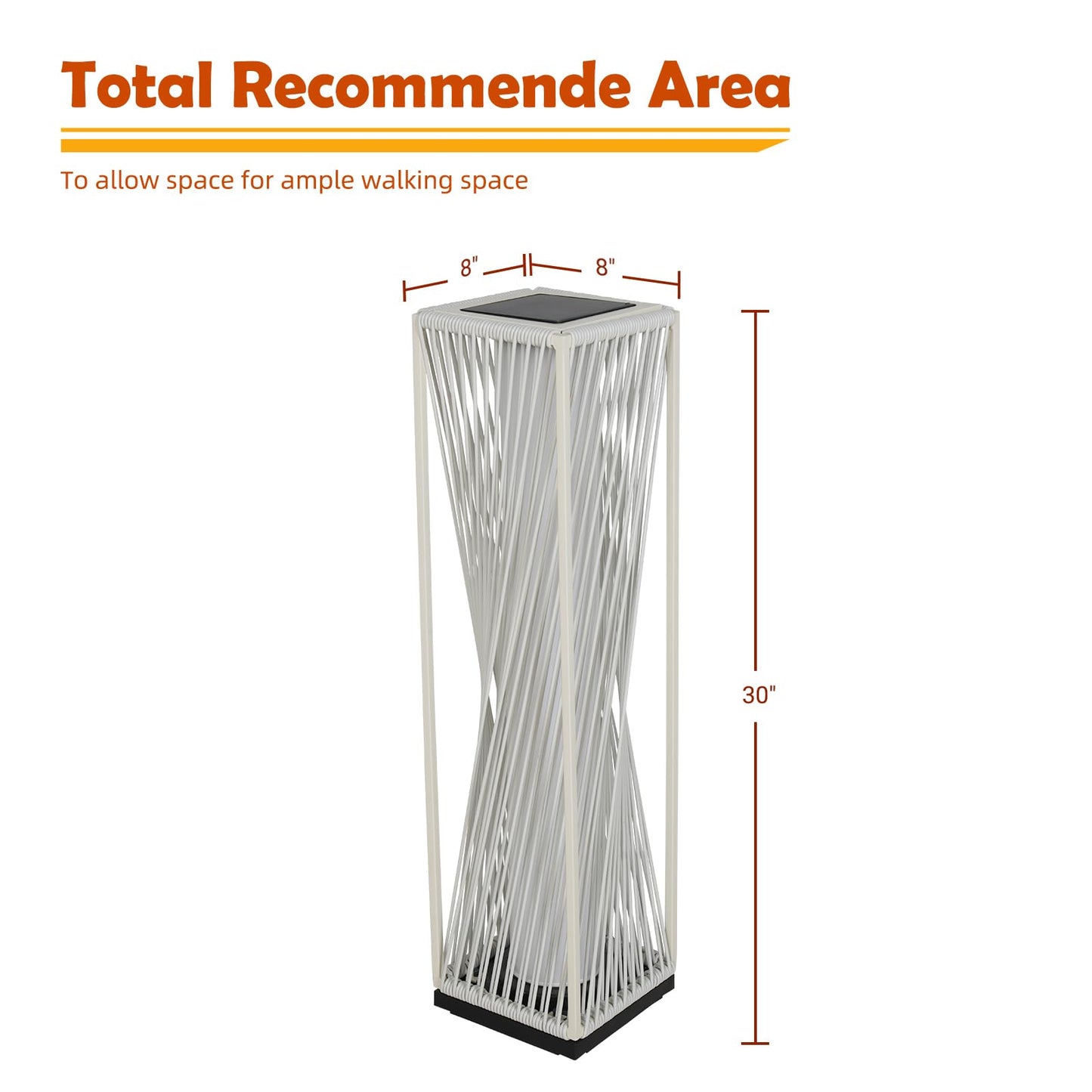 Solar Yard Outdoor Solar Floor Lamp Resin Wicker Solar Light Outdoor Waterproof for Yard, Garden, Pathway, Deck, Dazzle Dance (White)