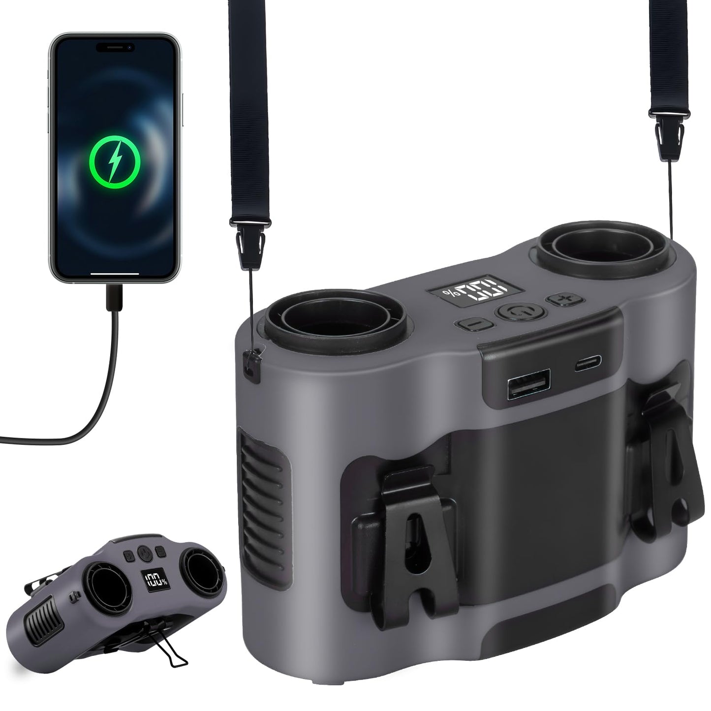 42H Portable Waist Fan, 28000mAh Rechargeable Wearable Belt Fans, 16000 RPM Cooling Neck Body Powerful Shirt Personal Cooling Fan for Outdoor Jobsite