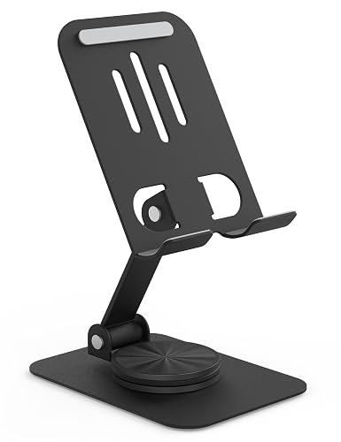 HZZADZXW Metal Cell Phone Stand for Desk, Multi-Angel Adjustable 360° Rotation Non-Slip and Foldable Mobile Phone Stand, Compatible with iPhone 17 16
