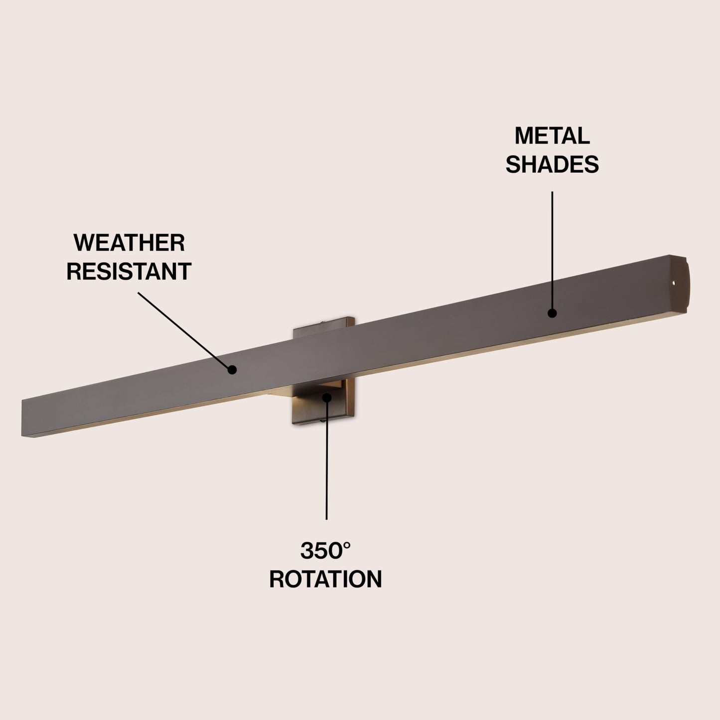 JONATHAN Y 49.5" Oil Rubbed Bronze Modern Linear Outdoor LED Wall Sconce, 350-Degree Rotatable Dimmable IP65 Waterproof Minimalist Light for Porch