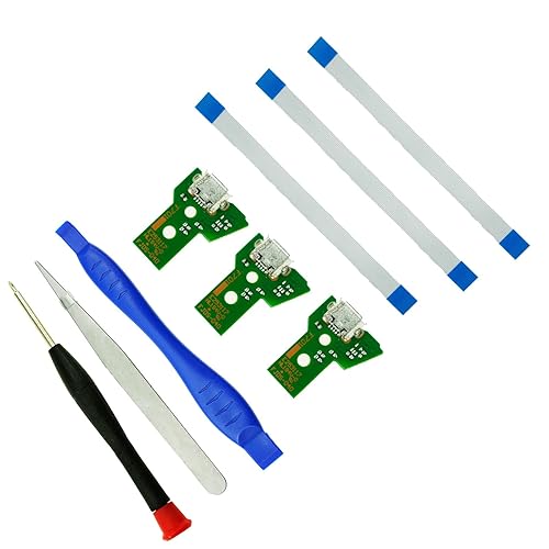 CTHTBZ 3pcs JDS-040 Replacement Charging Port for PlayStation 4 PS4 Controller,Assembly Charger Socket Board Connector Module for PS4, Flex Cable