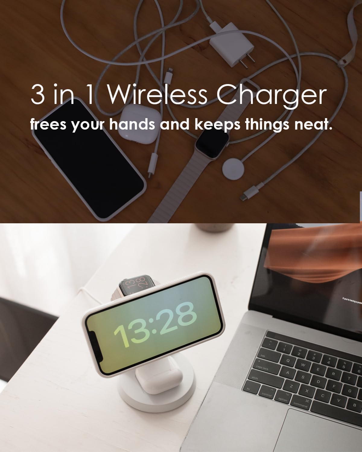 Wireless Charger Compatible with Mag-Safe,3 in 1 Charging Station for iPhone17/16/15/14/13/12 Series, Apple Watch,AirPods,15W Fast Charging (Adapter