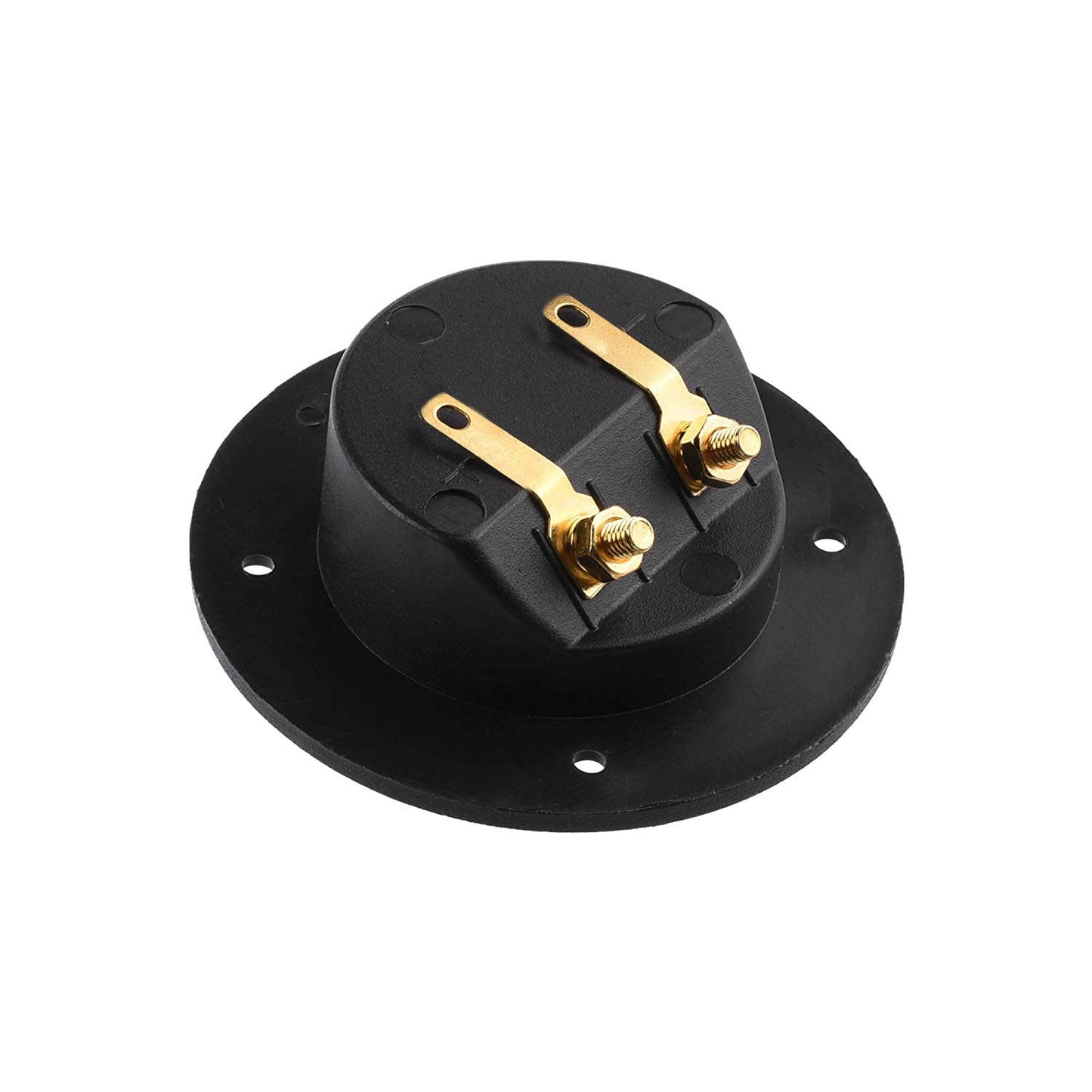 BlueMart 3-'' Double Binding Round Gold Plate Push Spring Loaded Jacks Connector Speaker Box Terminal Cup (Black - 2pcs), (B-S)