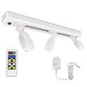 HONWELL Track Lighting LED Spotlights with 3 Rotatable Lights Heads, Under Cabinet Counter Lighting Plug in Accent Lights Remote Controlled Ceiling