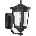 Progress Lighting East Haven Collection 1-Light Clear Seeded Glass Transitional Outdoor Small Wall Lantern Light Textured Black