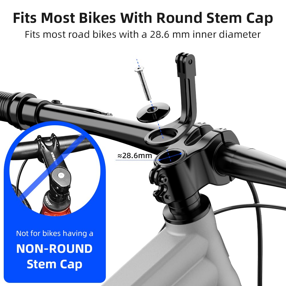 SUREWO Aluminum Handlebar Bike Pole Mount,Bicycle Handlebar Stem Clamp Mount Compatible with Go Pro Hero 13/12/11/10/9/8/7/6/5 Black,DJI Osmo Action