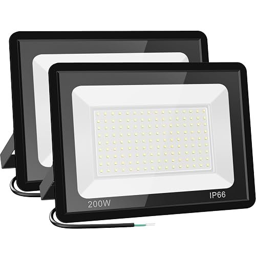 Gopretty 200W LED Flood Light Bulbs 2 Pack, Outdoor Waterproof IP66, 6000K Daylight White, Exteriores Security Floodlights for Yard, Garden, Garage