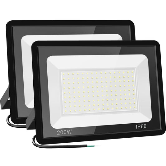 Gopretty 200W LED Flood Light Bulbs 2 Pack, Outdoor Waterproof IP66, 6000K Daylight White, Exteriores Security Floodlights for Yard, Garden, Garage