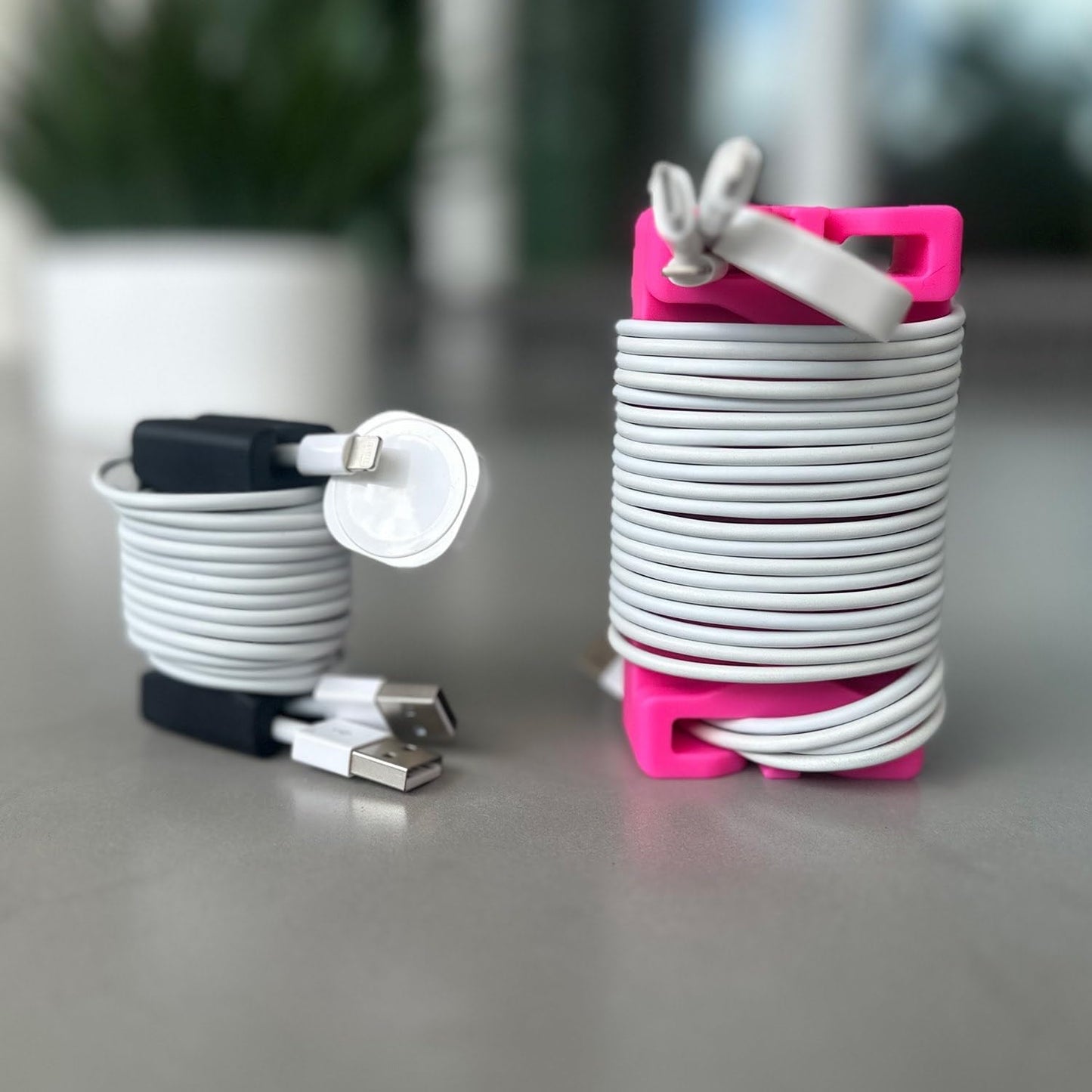 CordBrick/DeskBrick Bundle Weighted Cord Holders for Nightstand & Desk - Phone Charger Cable Management Travel, Phone Accessory, Stocking Stuffer