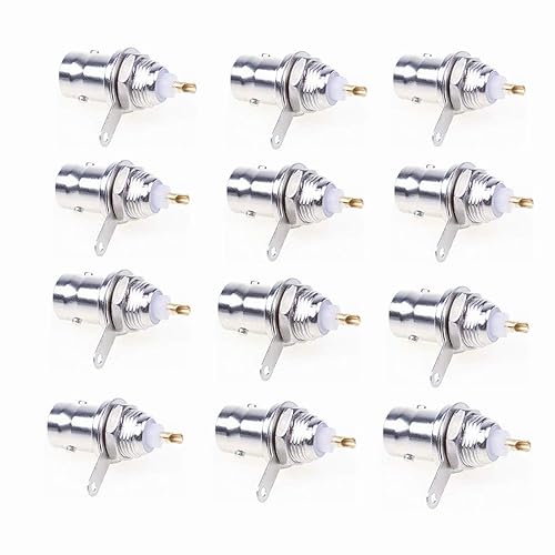 bnafes BNC Chassis Panel Mount Socket Female Jack Solder Type Connectors Adapter 12-Pack Used On Test Equipment