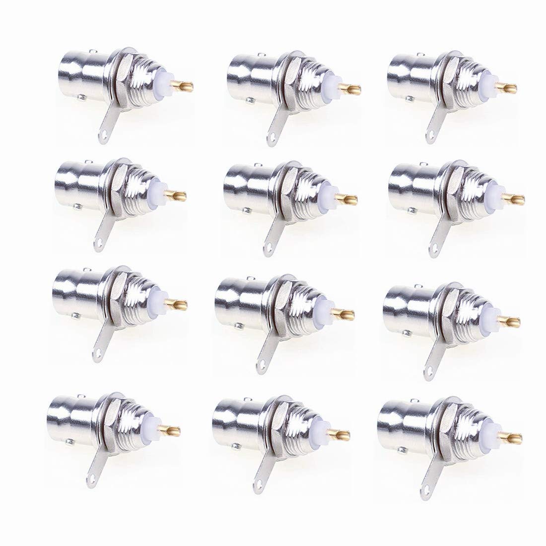 bnafes BNC Chassis Panel Mount Socket Female Jack Solder Type Connectors Adapter 12-Pack Used On Test Equipment