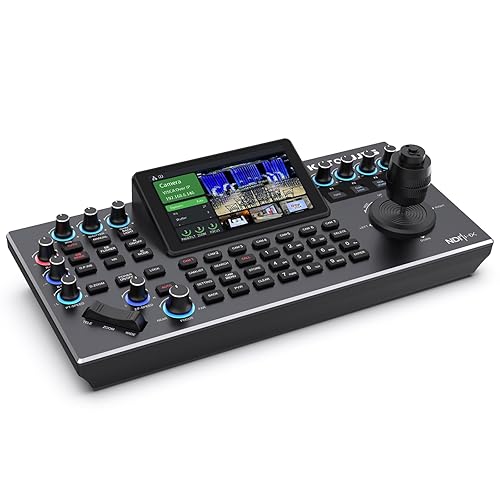 KATOVJJTS PTZ Camera Controller with 5.5" LCD Screen Preview, 4K UHD Input/Output Supported, 4D Joystick IP NDI Camera Controller for Worship Church