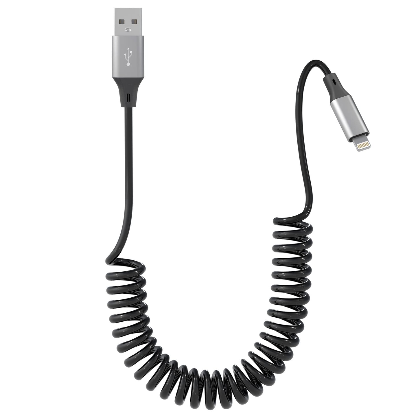 Coiled Lightning Cable Apple Carplay Compatible [Apple MFi Certified] Short USB to Lightning Apple Carplay Cable with Data Sync, Retractable iPhone…