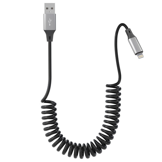 Coiled Lightning Cable Apple Carplay Compatible [Apple MFi Certified] Short USB to Lightning Apple Carplay Cable with Data Sync, Retractable iPhone…