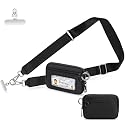 RsAingT Wristlet Wallets Keychain for Women, Clip and Go Strap for Phone with Clear ID Window Zipper Coin Purse(Black)