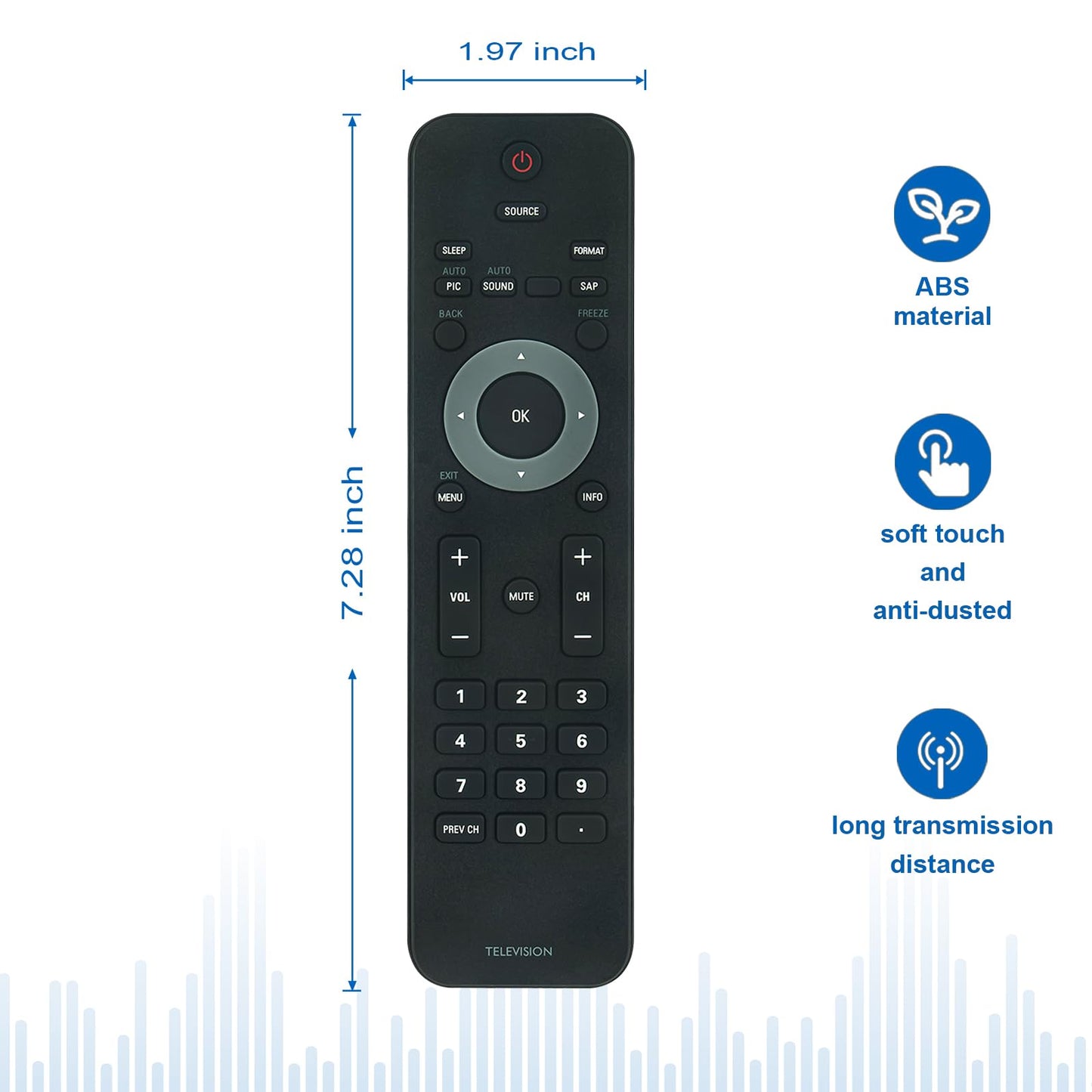 Beyution New TV Remote for Philips TV 32PFL3504D/F7 19PFL3504D 32PFL3514D 22PFL3504 32PFL3504D/F7 19PFL3504D/F7 42PFL3704D/F7 22PFL3504D/F7