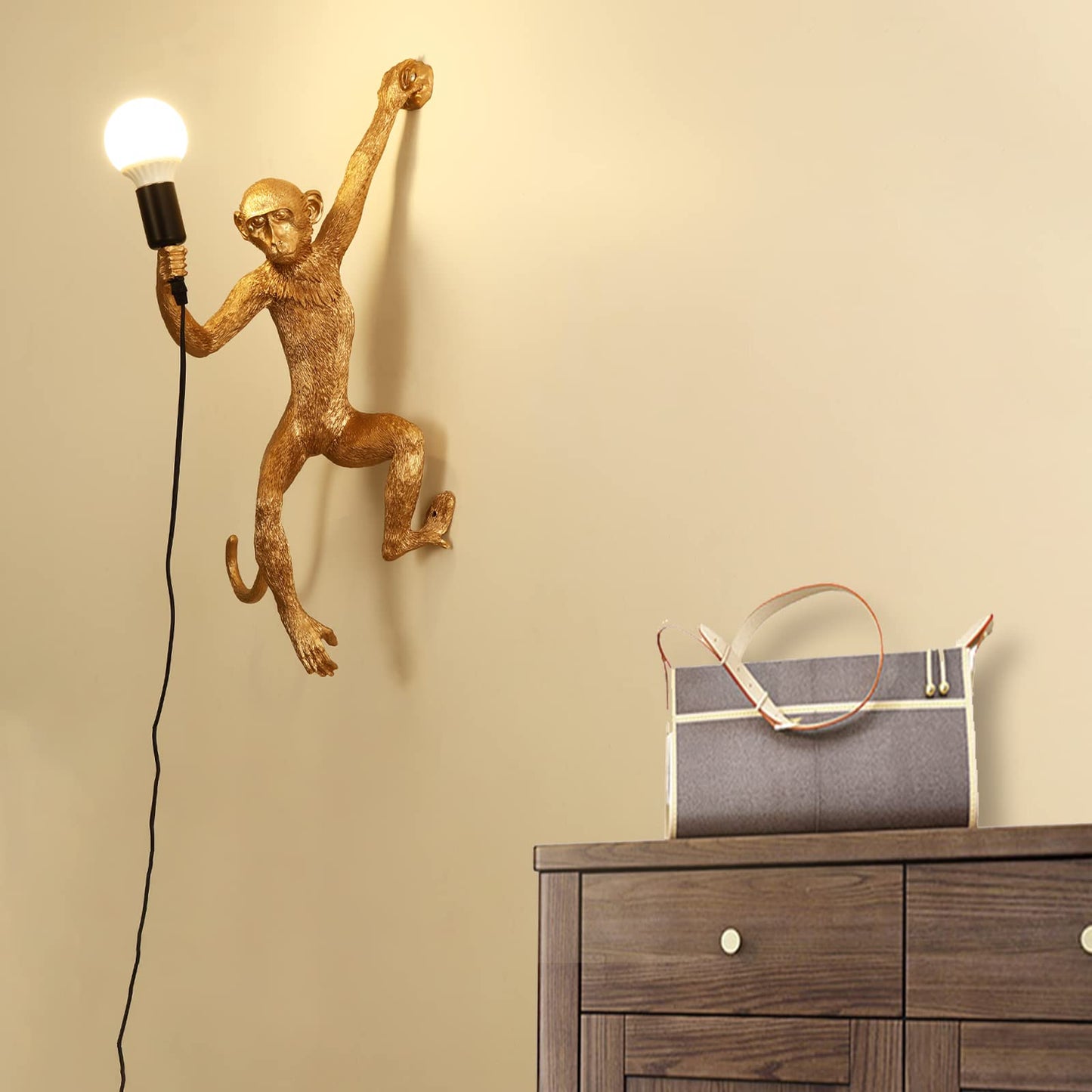TBVECHI Monkey Wall Lamp Vintage Resin Monkey Light Resin Art Wall Sconce Creative Animal Wall Light Modern Wall Lighting Fixture Bedroom Living Room