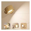 AKSDA Rechargeable Wall Sconce, Battery Operated LED Reading Light with 360-Degree Rotation Magnetic Mounting, Dimmable 3 Color Temps Touch Control