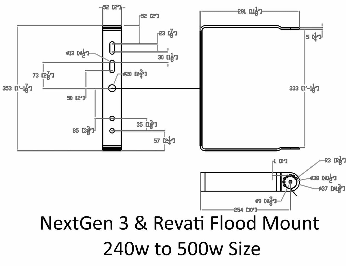 RuggedGrade Flood Mount for NextGen III Series - LED Parking Lot Lights - Fits 300W-500W - Pack of 2 - Black Housing - Outdoor Lighting Accessory