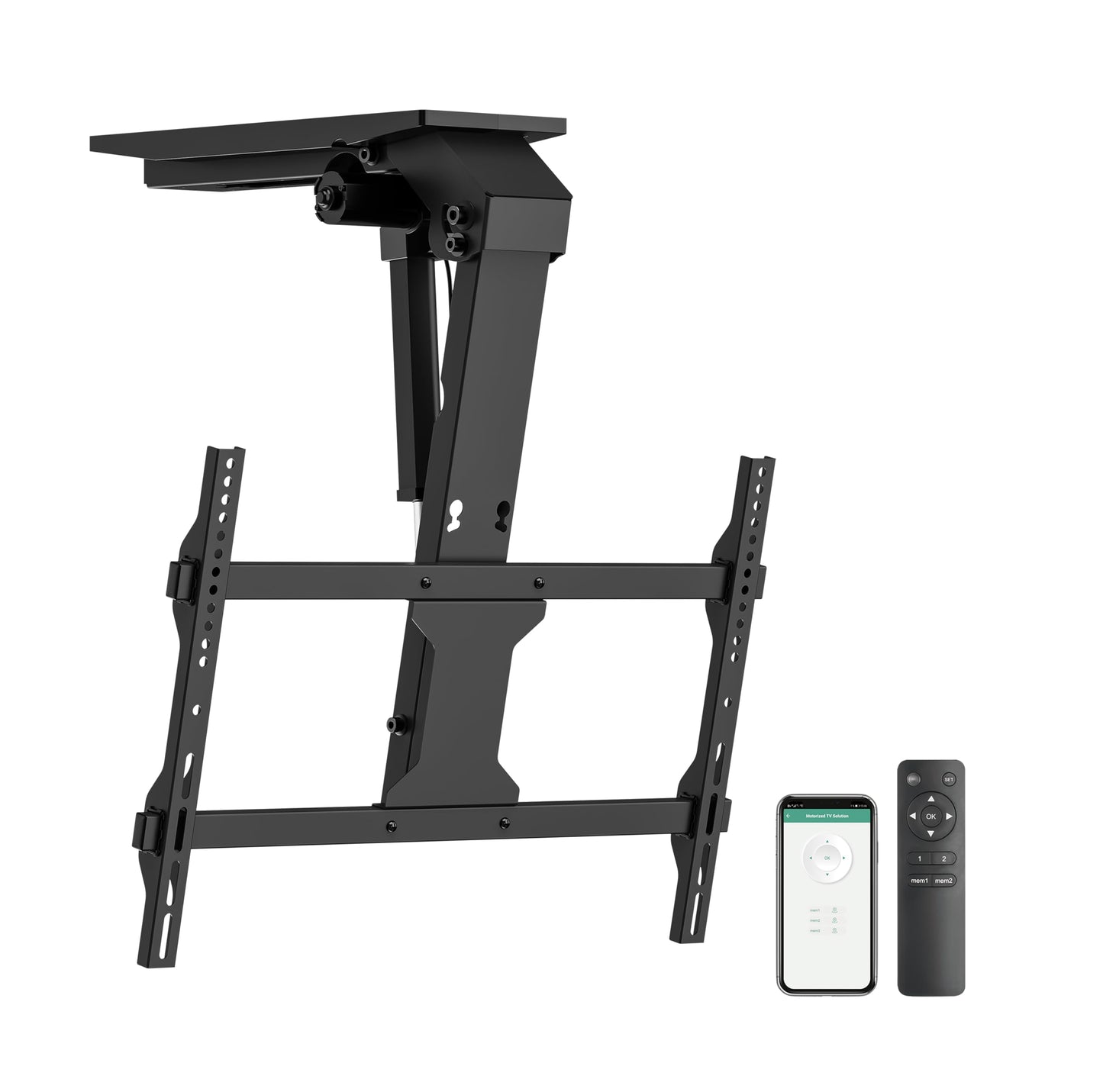 ynVISION.DESIGN Motorized Smart Electric TV Ceiling Mount - Ceiling TV Mount Flip Down 37-75 Inch, Max VESA 600x400 - Voice/App Controlled, RF Remote